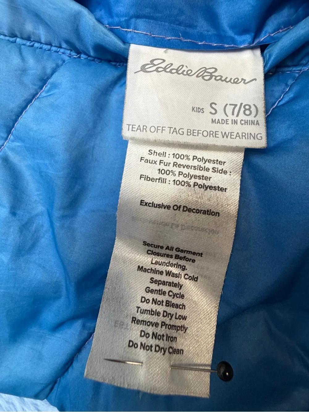 Eddie Bauer Girls' Deer Harbor Reversible (Puffer/Fleece) Hooded Jacket S (7/8)